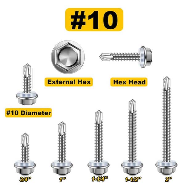 Fastenere #10 X 3/4″ Blechschrauben Mit Zahnscheibe – Edelstahl 18-8, Schlitz, 25 Stück