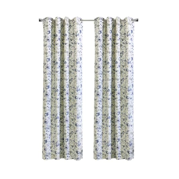 THERMALOGIC Flora Silver Polyester Textured 52 in. W x 84 in. L Grommet Indoor Blackout Curtain (Single Panel)
