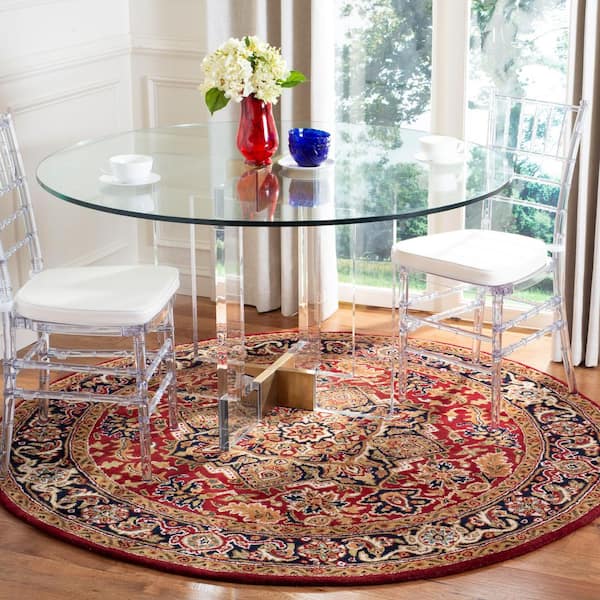 Classic Red/Navy 5 ft. x 7 ft. Oval Border Area Rug