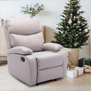 30.2 in. Beige Standard Manual Small Recliner Chair, Soft and Waterproof Reclining Chair, Living Room Recliner