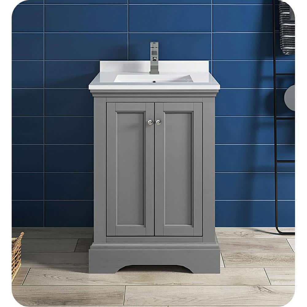Windsor 24" Gray Solid Wood Freestanding Bathroom Vanity Cabinet