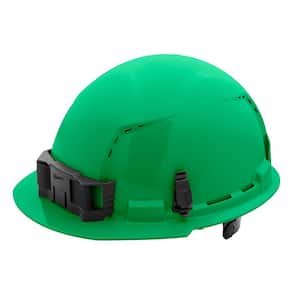 BOLT Green Type 1 Class C Front Brim Vented Hard Hat with 6 Point Ratcheting Suspension