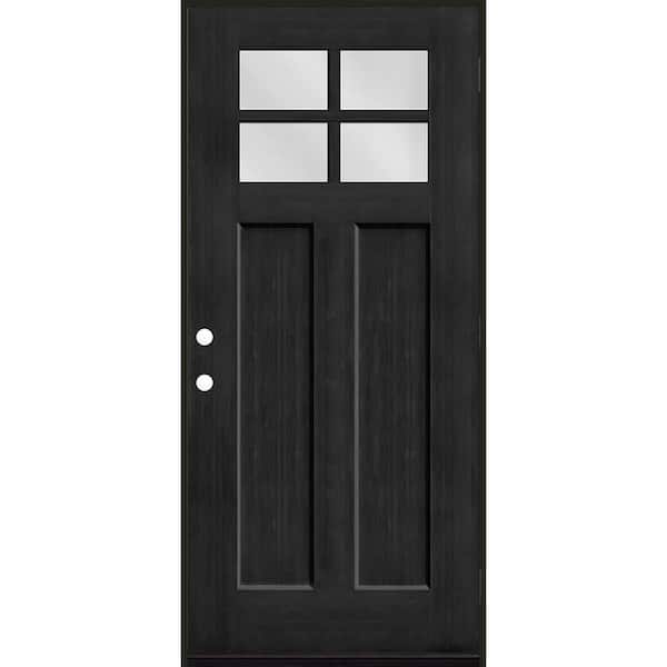 Regency 36 in. x 80 in. 4 Lite 1/4 Toplite LHOS Clear Glass Onyx Stained Fir Grain Fiberglass Prehung Front Door