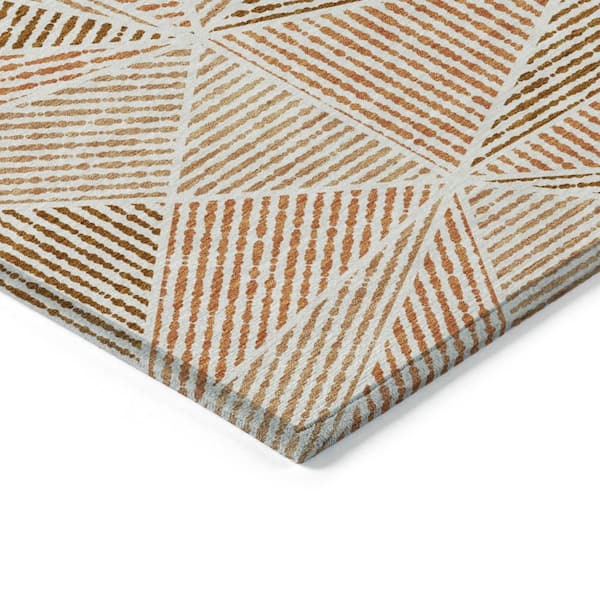 Terra Cotta, Beige, Salmon 5 ft. x 8 ft. Woven Geometric Polyester Rectangle Indoor/Outdoor Area Rug
