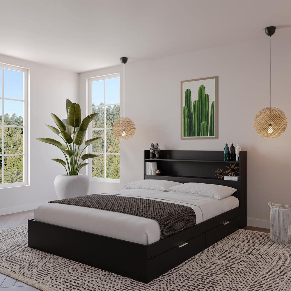 Black double beds with storage discount