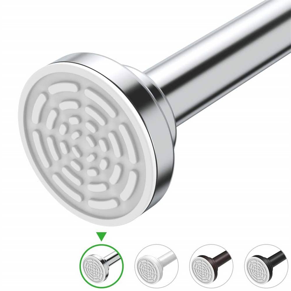 39 in. Tension Mounted Stainless Steel Adjustable Spring Bathroom Shower Cu
