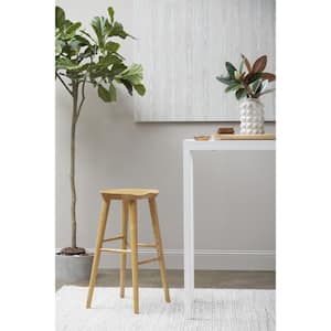 Charlie 29.14 in. Natural Backless Wood Bar Stool with MDF Seat