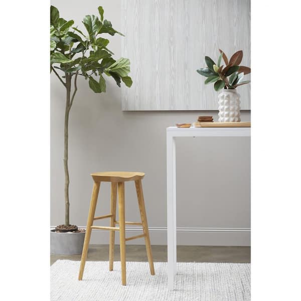 HomeRoots Charlie 29.14 in. Natural Backless Wood Bar Stool with MDF Seat