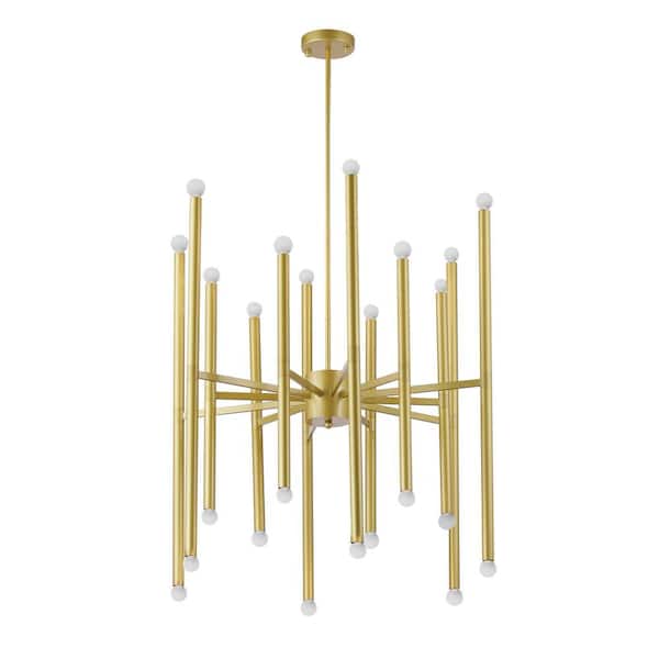 Unbranded Kamaro 24-Light Gold Sputnik Chandelier for Living Room with No Bulbs Included