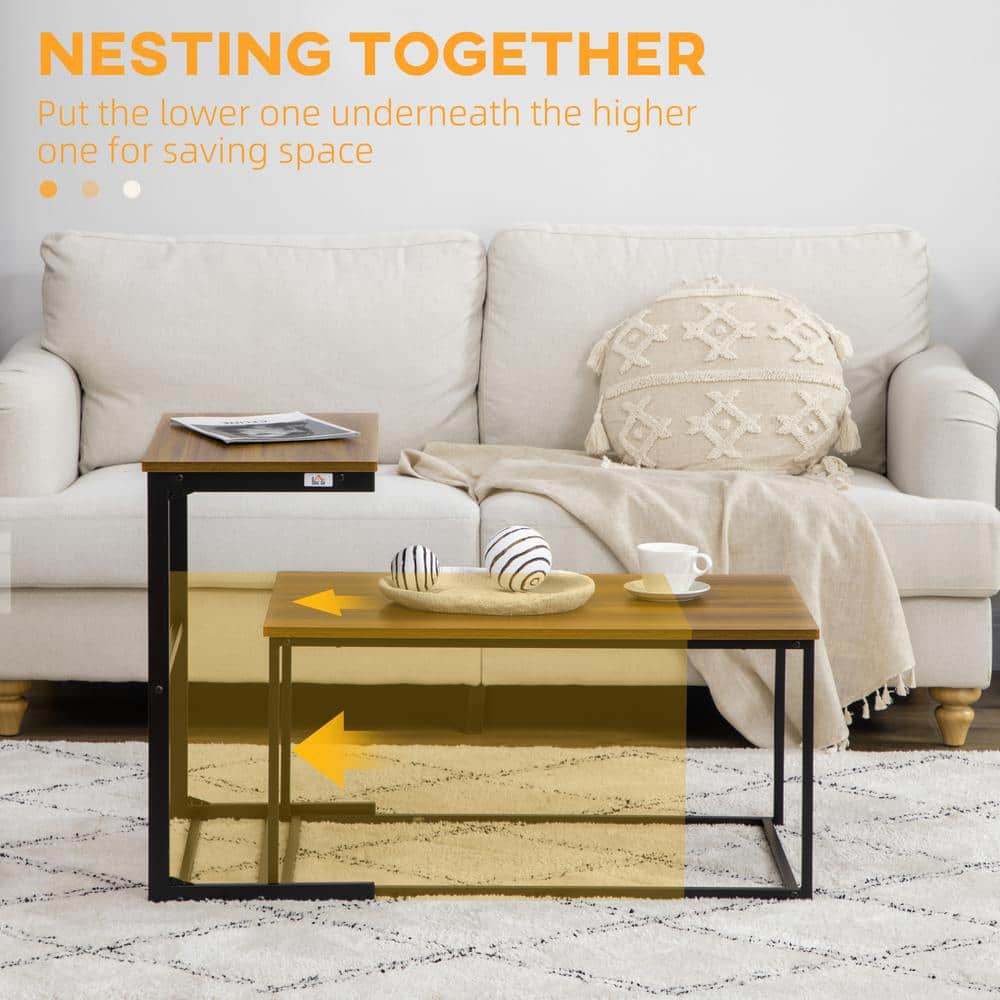 Modern Black Loop-Legged Nesting Coffee Table Set