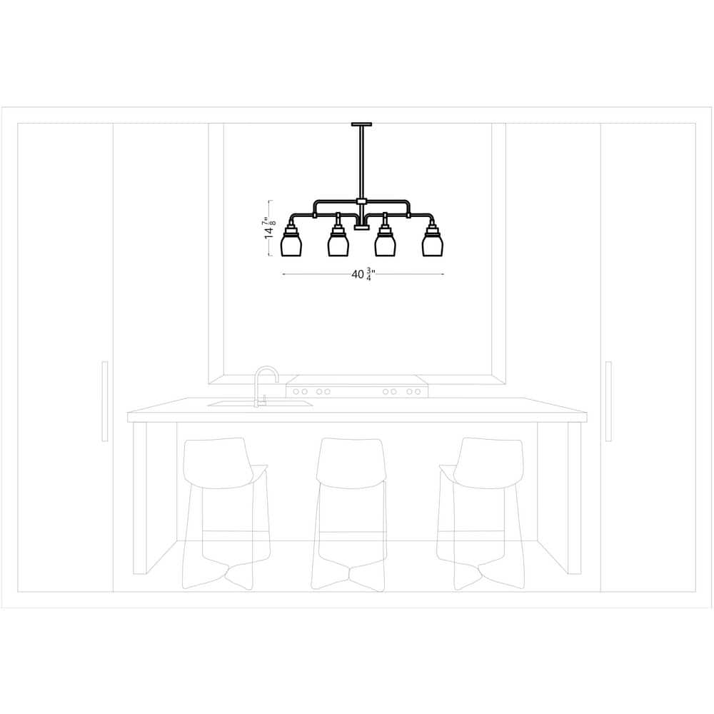 Belton Brushed Nickel 4-Light Island Pendant with Clear Seeded Glass
