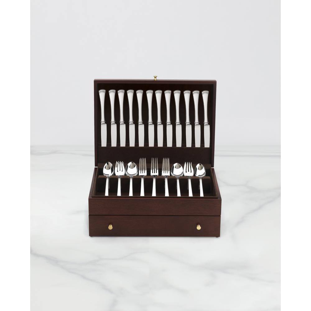 Lenox Mahogany Flatware Chest with Gold Accents