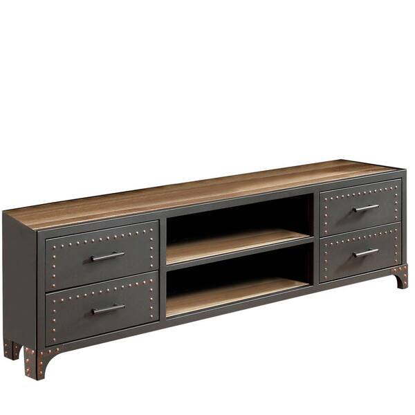 Worldwide Galway 63 in. Gray Natural Tone TV Stand with 4Storage Drawers Fits TV's up