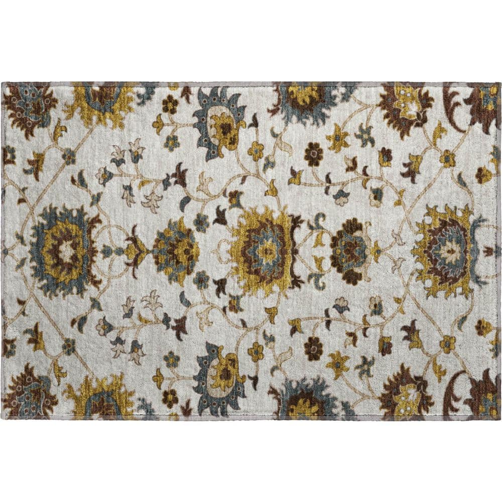 Mayfield Premium Machine Washable Abstract AMF2290 Ivory 3 ft. x 4 ft. Area Rug price history on PriceWatchPro