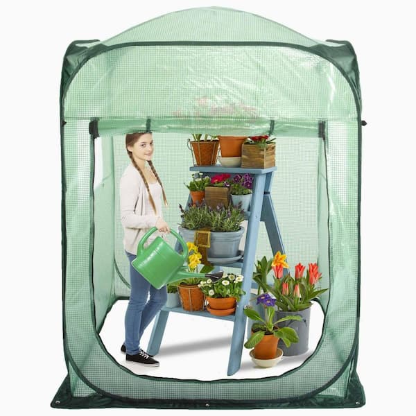 48 in. W x 48 in. D x 63.7 in. H Pop Up Greenhouse Tent, Portable Walk-in Flower House for Protecting Plant