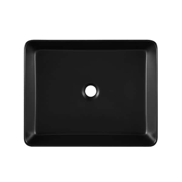 Concorde 20 in. Rectangle Ceramic Vessel Bathroom Sink in Matte Black