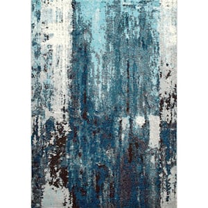 Haydee Abstract Blue Doormat 3 ft. x 5 ft. Area Rug