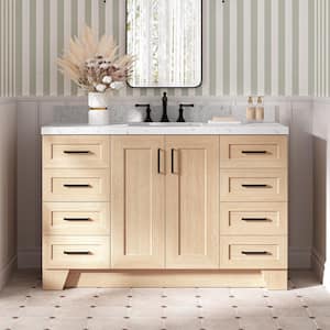 Taylor 54 in. Single Sink Freestanding Bathroom Vanity in Oak with Carrara White Quartz Top