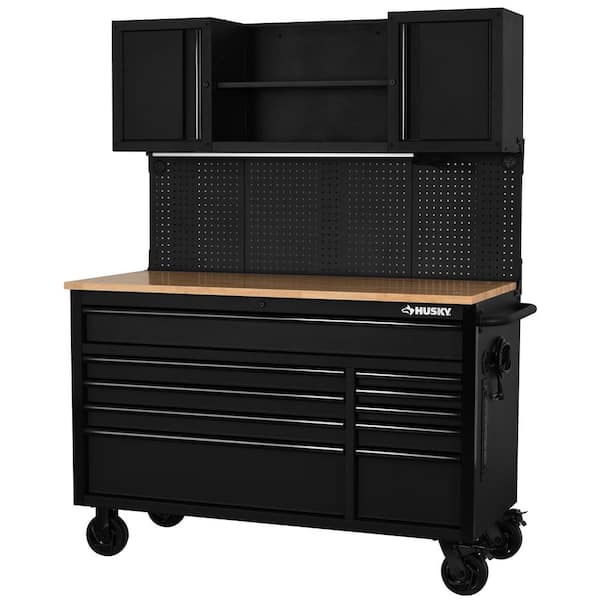 10 Drawer Matte Black Heavy Duty, Husky Work Table With Drawers