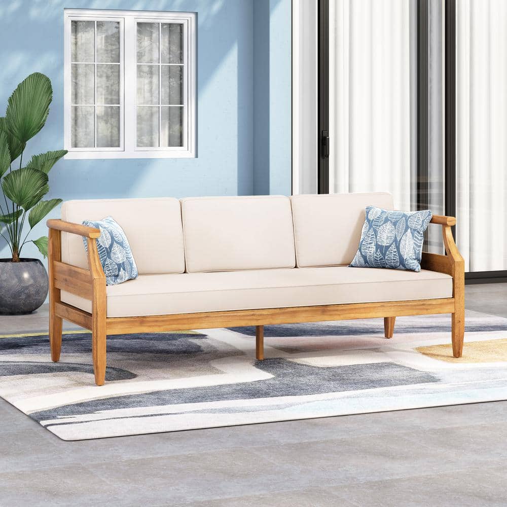 石井佳苗　natural basic クッション　CASICA CHRISTOPHER KNIGHT HOME Sloane Natural Acacia Wood Outdoor Couch