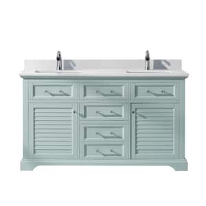 Lorna 60 in. Bath Vanity in Finnish Green with Composite Vanity Top in White with White Basin