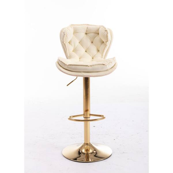 Clihome Button-dotting Tufted Cream Swivel Height Adjustable