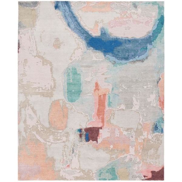 Saint Tropez 9 ft. x 12 ft. Blue/Blush Abstract Area Rug