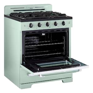 Classic Retro 30 in. 3.9 cu. ft. Retro Gas Range with Convection Oven in Summer Mint Green