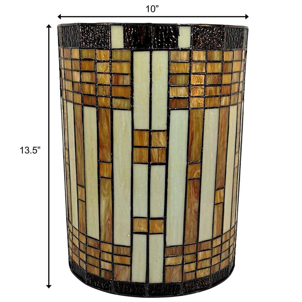 Tiffany Style Brown and Yellow Geometric Stained Glass Wall Sconce