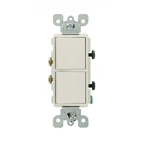 Leviton Decora 15 Amp Single Pole Dual Switch, White