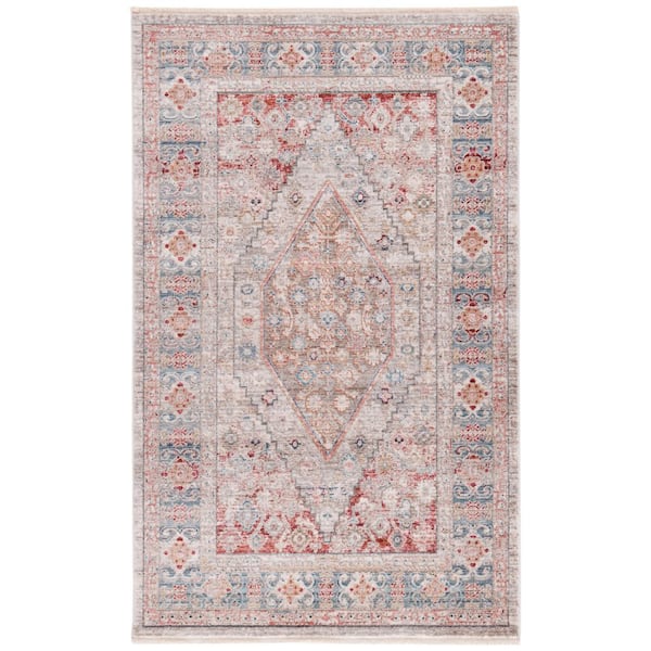 Kenitra 3 ft. x 5 ft. Gray/Blue Distressed Medallion Area Rug