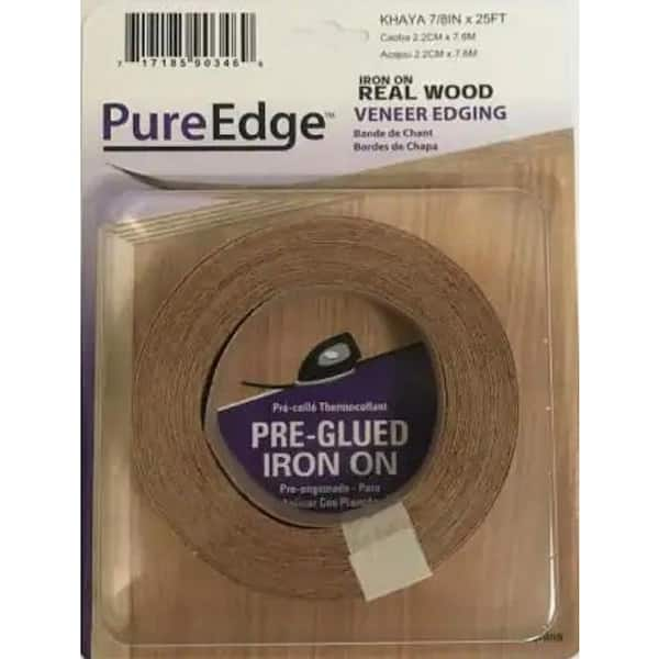 PureEdge 7/8 in. x 25 ft. Khaya Real Wood Edgebanding with Hot Melt Adhesive, Brown 90346