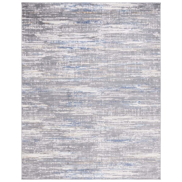 SAFAVIEH Shivan Light Grey/Blue 8 ft. x 10 ft. Abstract Geometric Distressed Area Rug