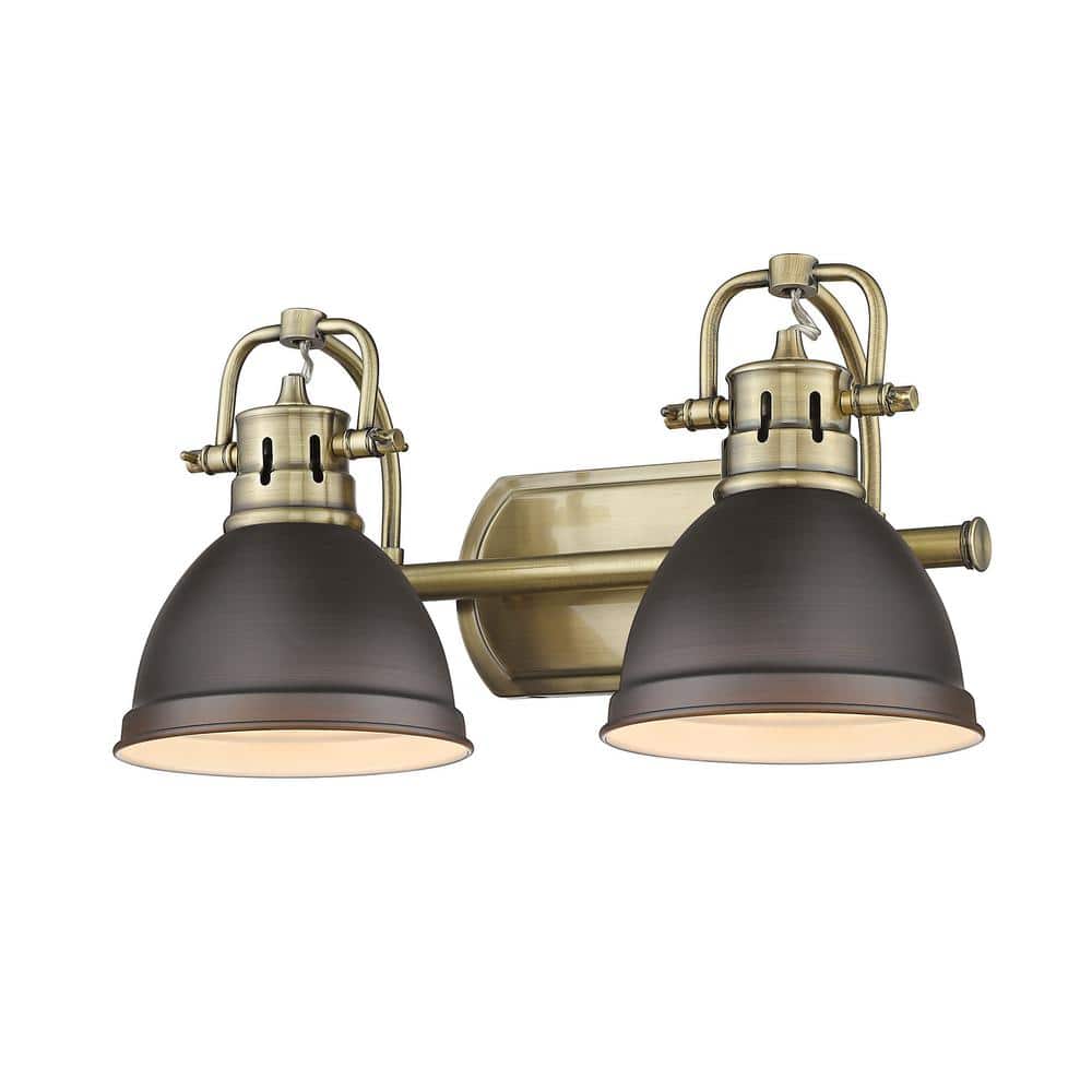 Duncan 16.5 in. 2-Light Aged Brass Vanity Light with Rubbed Bronze Shades price history on PriceWatchPro