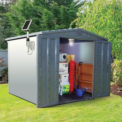 Light My Shed IV Solar LED Area Light with 2-Light Integrated Bright White Light Bulb for Storage Sheds and Barn