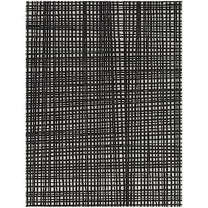 Haldane Black 5 ft. 3 in. x 7 ft. Abstract Indoor/Outdoor Area Rug