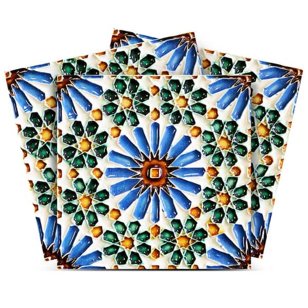 MI ALMA White, Blue, Green V30 4 in. x 4 in. Vinyl Peel and Stick Tile (24 Tiles, 2.67 sq. ft./pack)