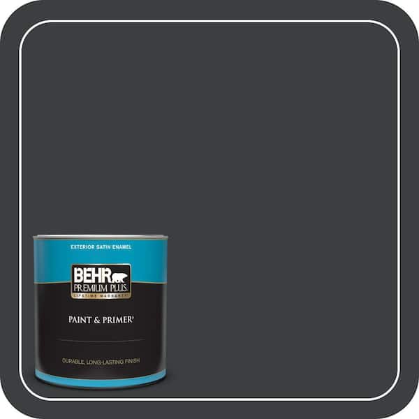 BEHR PREMIUM PLUS 1 qt. #ECC-25-3 Obsidian Stone Satin Enamel Exterior Paint & Primer