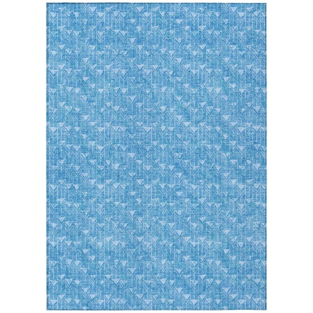 Chantille ACN514 Blue 8 ft. x 10 ft. Machine Washable Indoor/Outdoor Geomet