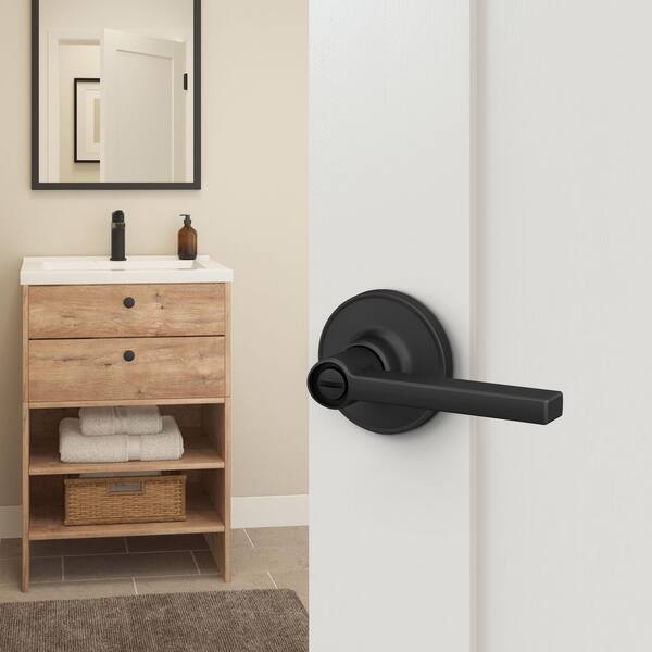 Schlage Home Essentials Hendrix Matte Black Privacy Bed/Bath Door