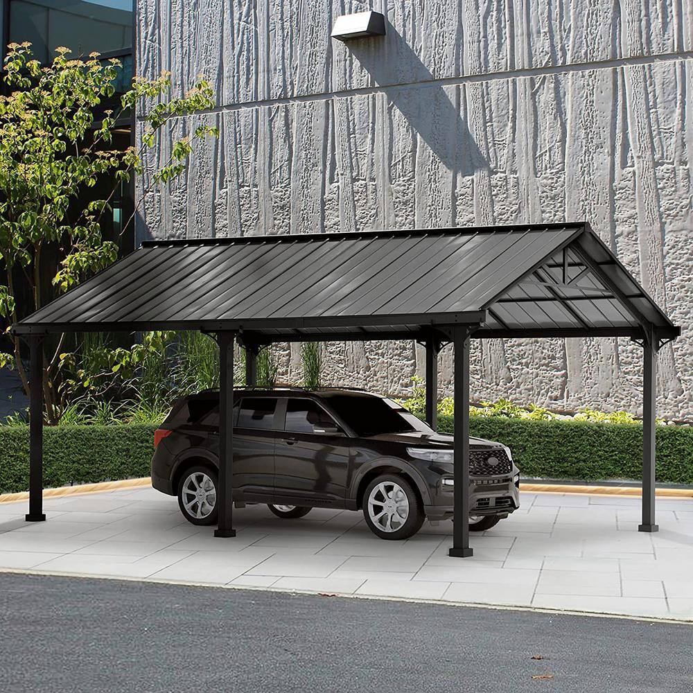 Gray Steel 12' x 20' Gable Roof Carport Pavilion