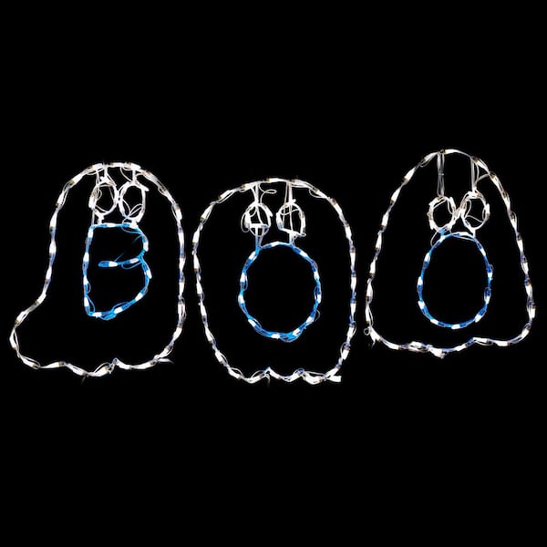 HOLIDYNAMICS HOLIDAY LIGHTING SOLUTIONS 60 in. LED BOO (3 Ghosts) Halloween Yard Decoration