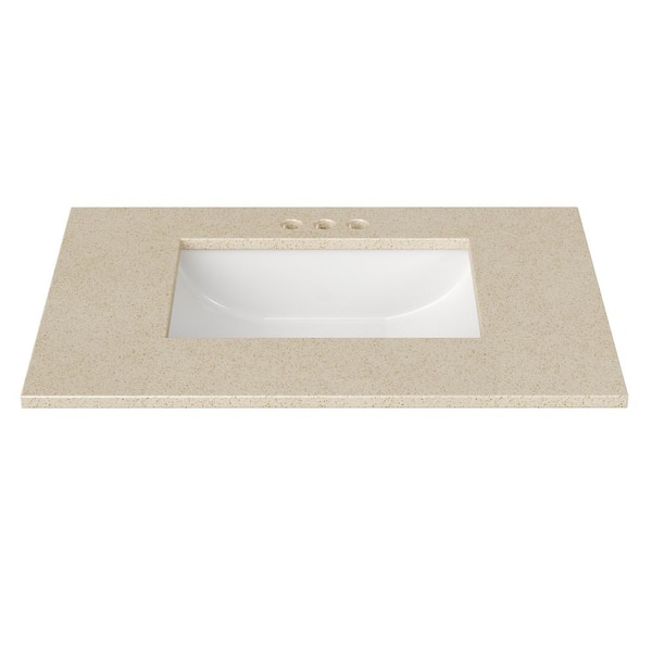 31 in. W x 22 in. D Cultured Marble Rectangular Undermount Single Basin Vanity Top in Winter Snow
