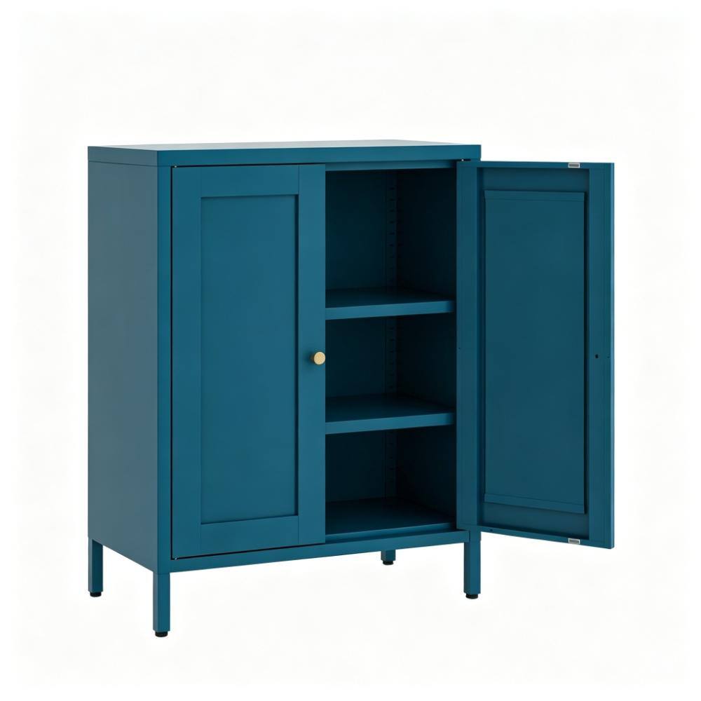 23.6 in. W x 31.5 in. H Rectangular Wood 3-Tier Medicine Cabinet without Mirror in Blue for Entryway