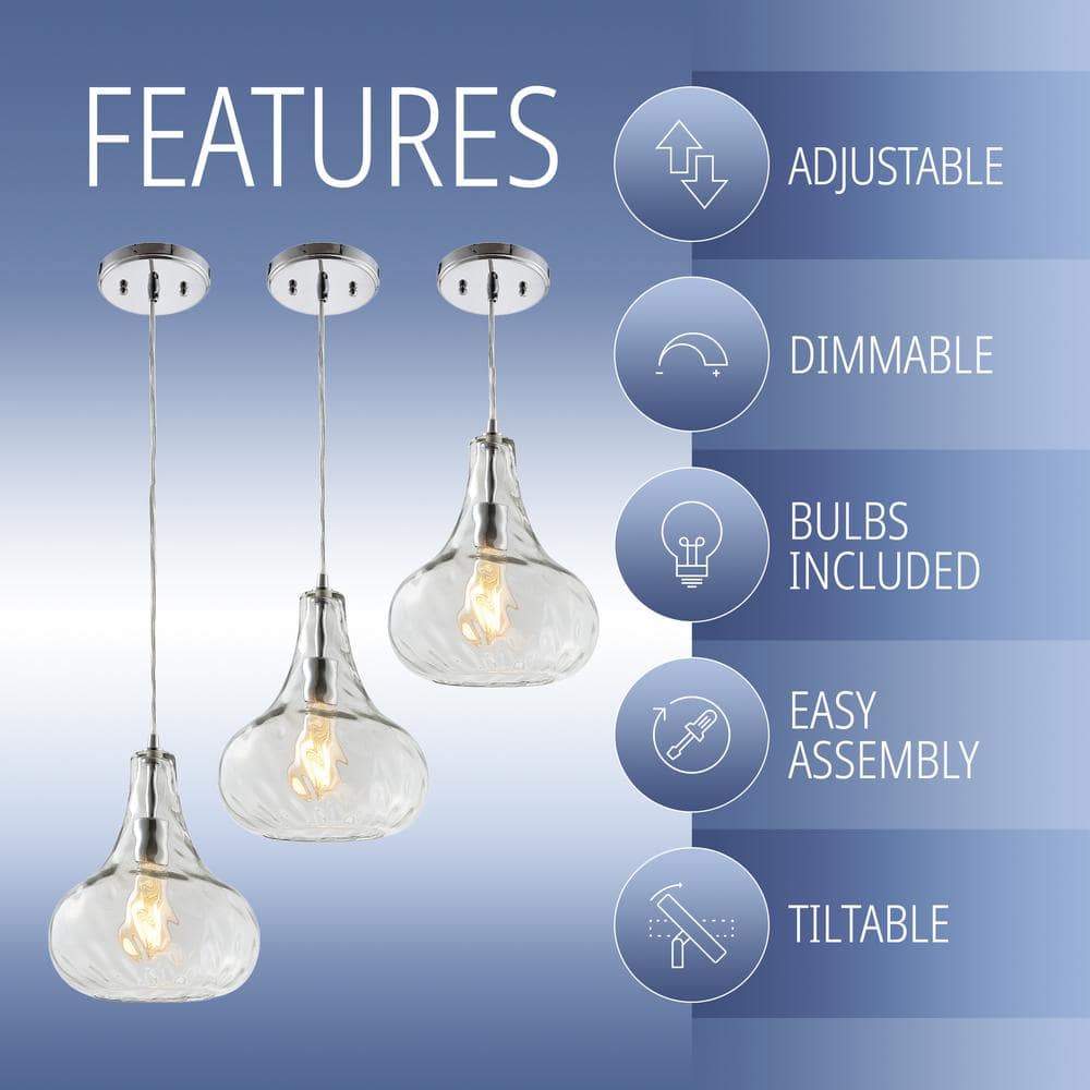 Ferano 9" Chrome Glass LED Pendant Light