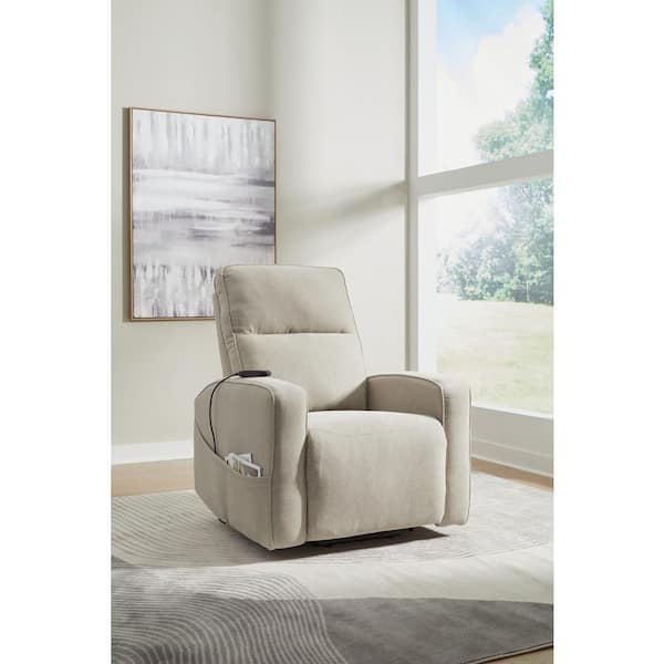 Starganza Beige Polyester Standard (No Motion) Recliner with Power Lift, Storage & Remote Control