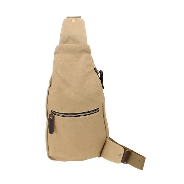 Men Canvas Sling Pack Chest Shoulder Crossbody Bag Backpack Coffee One Size in Black | Small