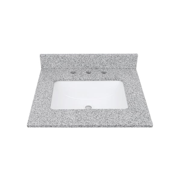 Home Decorators Collection 25 in. W x 22 in. D Napoli Granite Vanity Top in Gray with White Basin