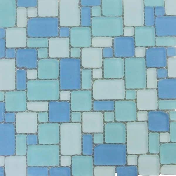 Ivy Hill Tile Ocean Wave French Pattern Beached Frosted Glass 3 in. x 6 in. Mosaic Wall Tile Sample
