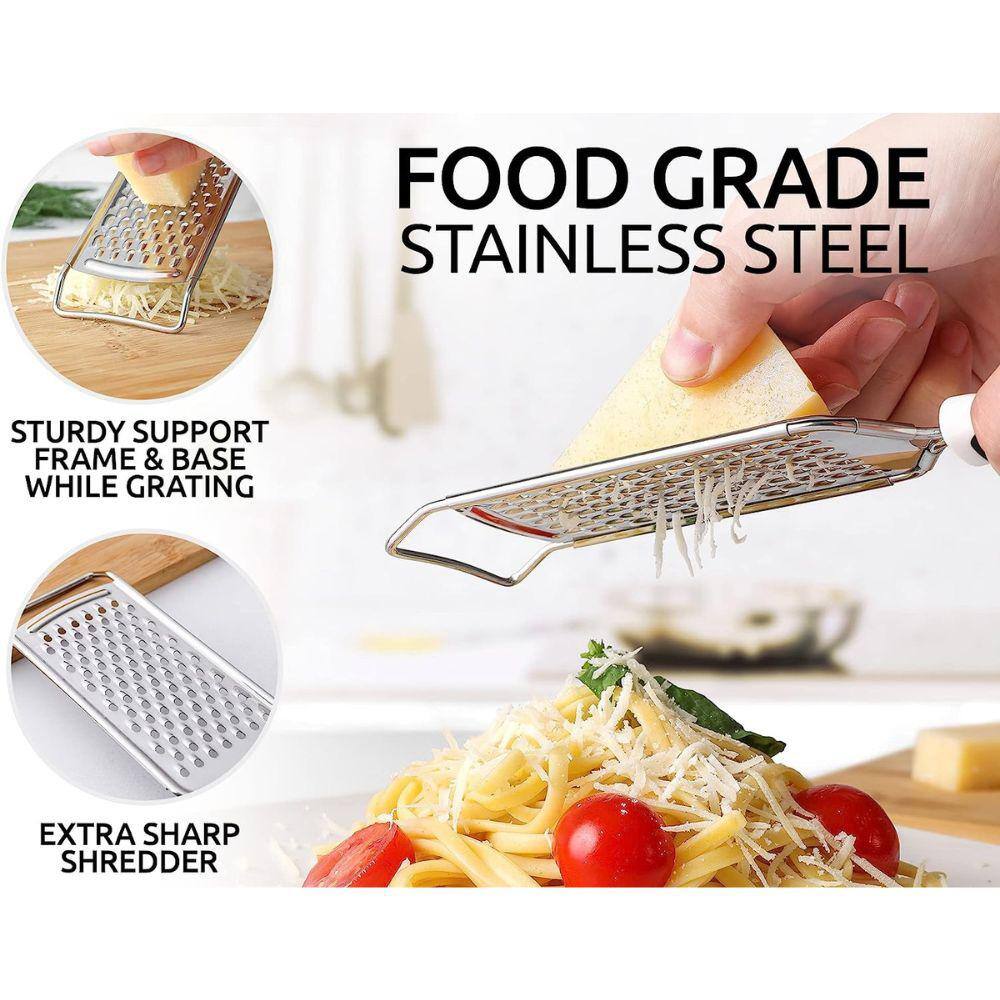 Black Stainless Steel Handheld Cheese Grater with Soft Grip Handle